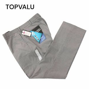 【新品】 TOPVALU トップバリュ イオン 春夏 COOLMAX 吸汗速乾 ストレッチ スラックス パンツ Sz.91 メンズ 灰 大きいサイズ　A4B01100_2#P