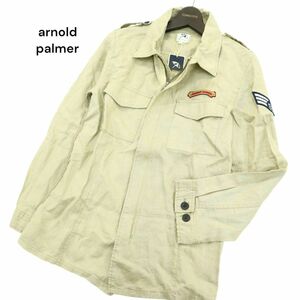 【新品 未使用】 arnold palmer アーノルドパーマー 春夏 麻 リネン100％★ ワッペン ミリタリー ジャケット Sz.4　メンズ　A4T02224_3#A