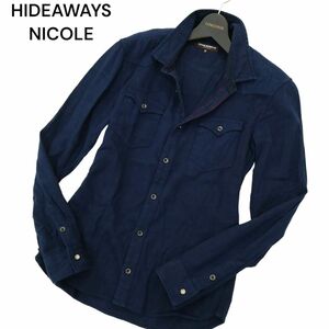 HIDEAWAYS NICOLE ハイダウェイ ニコル 通年 長袖 スリム★ ウエスタン シャツ Sz.46　メンズ ネイビー　A4T01685_2#C