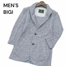 MEN'S BIGI メンズビギ 春夏 襟ワイヤー★ 7分袖 ニット ジャケット カーディガン Sz.S　メンズ　A4T02559_3#M_画像1