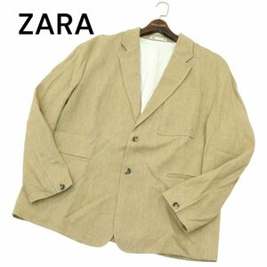 美品 ZARA ザラ マン 現行タグ 春夏 総裏 麻 リネン混 ビッグ テーラード ジャケット ブレザー Sz.XL　メンズ 大きいサイズ 　A4T02543_3#M