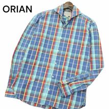 イタリア製★ ORIAN オリアン 通年 Slim Fit 長袖 ホリゾンタルカラー チェック シャツ Sz.S　メンズ　A4T02289_3#C_画像1