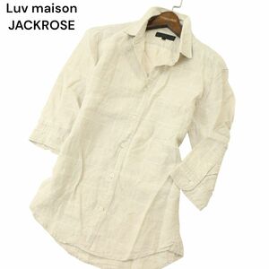 Luv maison JACKROSE ジャックローズ 春夏 麻 リネン100％★ ７分袖 ウインドウペン チェック シャツ Sz.46　メンズ　A4T02280_3#A