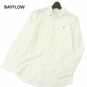 BAYFLOW ベイフロー 通年 パームツリー刺繍★ 長袖 シャツ Sz.2　メンズ 白　A4T02328_3#C