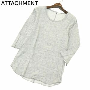 ATTACHMENT アタッチメント 春夏 7分袖★ メランジ カットソー Tシャツ Sz.2　メンズ グレー 日本製　A4T02688_3#D