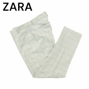 ZARA ザラ マン 現行タグ★ 春夏 チェック テーパード スラックス パンツ Sz.30　メンズ グレー　A4B01397_3#P