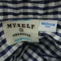 MYSELF ABAHOUSE マイセルフ アバハウス 通年 シアサッカー★ 長袖 ボタンダウン ギンガムチェック シャツ Sz.M　メンズ 紺　A4T02484_3#C_画像6