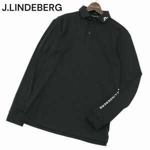 J.LINDEBERG Jリンドバーグ REGULAR FIT ロゴ刺繍★ ストレッチ ポロシャツ Sz.S　メンズ 黒 ゴルフ　A4T02506_3#C