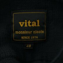 vital MONSIEUR NICOLE ムッシュ ニコル 春夏 バンドカラー★ 長袖 シャツ Sz.48　メンズ ネイビー　A4T02480_3#A_画像5