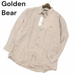 【新品 未使用】 Golden Bear ゴールデンベア 通年 ロゴ刺繍★ 長袖 チェック シャツ Sz.LB　メンズ 　A4T02675_3#C