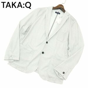 未使用★ TAKA:Q タカキュー 春夏 アンコン テーラード ジャケット ブレザー Sz.XL　メンズ グレー 大きいサイズ　A4T02669_3#M