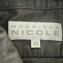 MONSIEUR NICOLE ムッシュ ニコル 通年 スリム★ 長袖 ボタンダウン シャツ Sz.46　メンズ グレー　A4T02473_3#C_画像5