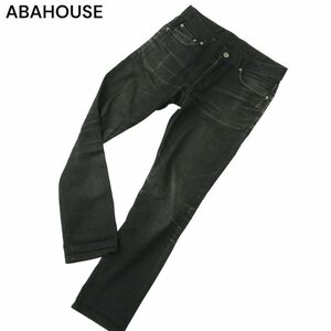 ABAHOUSE アバハウス 通年 USED加工★ ストレッチ スキニー デニム パンツ ジーンズ Sz.2　メンズ 黒　A4B01311_3#R