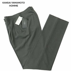 新品★ 未使用 KANSAI YAMAMOTO HOMME カンサイヤマモト オム 山本寛斎 春夏 ストライプ スラックス パンツ Sz.79 メンズ 灰　A4B01310_3#P