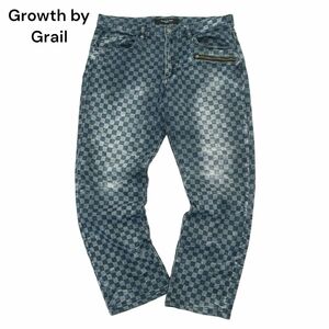 Growth by Grail グロースバイグレイル USED加工★ 市松 チェッカー柄 ストレッチ デニム パンツ ジーンズ Sz.85　メンズ　A4B01365_3#R