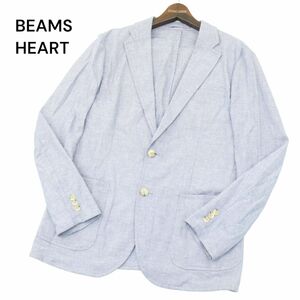 BEAMS HEART ビームス ハート 春夏 麻 リネン混★ アンコン テーラード ジャケット ブレザー Sz.48　メンズ　A4T02869_3#O