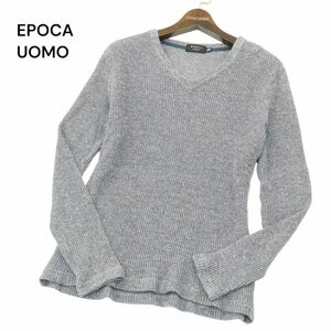 EPOCA UOMO エポカ ウォモ 春夏 麻 リネン&コットン★ Vネック ニット セーター カットソー Sz.46　メンズ 日本製　A4T02868_3#J