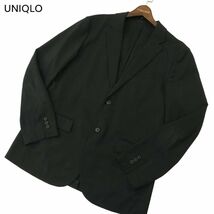 UNIQLO ユニクロ 春夏 感動ジャケット★ SLIM FIT ウールライク 2B アンコン テーラード ジャケット Sz.L　メンズ 黒　A4T02597_3#M_画像1