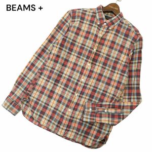 BEAMS + ビームス プラス 通年 インド綿★ 長袖 ボタンダウン マドラスチェック シャツ Sz.M　メンズ 日本製　A4T02601_3#C