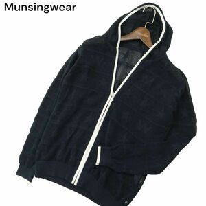 Munsingwear マンシングウェア 通年 スター★ ボーダー コットン ニット ジップ パーカー ジャケット Sz.M位　メンズ ゴルフ　A4T02792_3#L