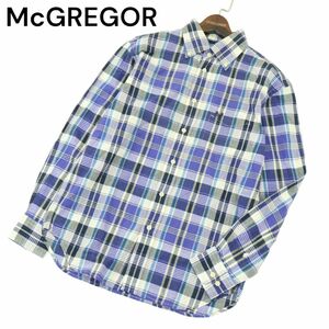 McGREGOR マクレガー 通年 ロゴ刺繍★ インド綿 長袖 ボタンダウン チェック シャツ Sz.M　メンズ　A4T02820_3#C