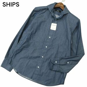 【新品 23AW】 SHIPS シップス 通年★ 長袖 ホリゾンタルカラー デニム シャツ Sz.M　メンズ 未使用　A4T02787_3#C