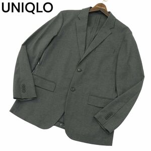 美品★ 21SS UNIQLO ユニクロ 春夏 感動ジャケット★ SLIM FIT ウールライク 2B テーラード ジャケット Sz.L　メンズ グレー　A4T02750_3#M