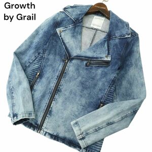 Growth by Grail グロースバイグレイル 通年 USED加工★ バイカー デニム ダブル ライダース ジャケット Sz.M　メンズ　A4T03020_3#O