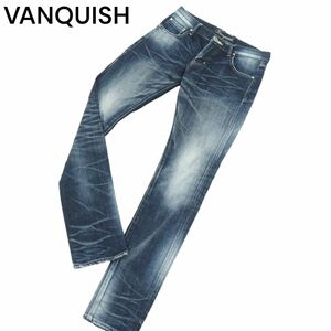 VANQUISH ヴァンキッシュ USED加工★ ストレッチ スキニー デニム パンツ ジーンズ Sz.30　メンズ 日本製　A4B01538_3#R