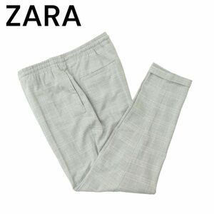 ZARA ザラ マン 現行タグ★ イージー ストレッチ チェック テーパード パンツ Sz.32　メンズ グレー　A4B01574_3#P