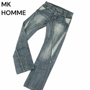 MK HOMME ミッシェルクラン オム 切替デザイン★ USED加工 デニム パンツ ジーンズ Sz.46 メンズ A4B01522_3#Rの画像1