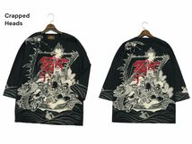 CROPPED HEADS クロップドヘッズ 春夏 【宝船 七福神 スカル 龍 和柄】 7分袖 鯉口シャツ ダボシャツ Sz.L　メンズ 黒　A4T02553_3#A_画像1