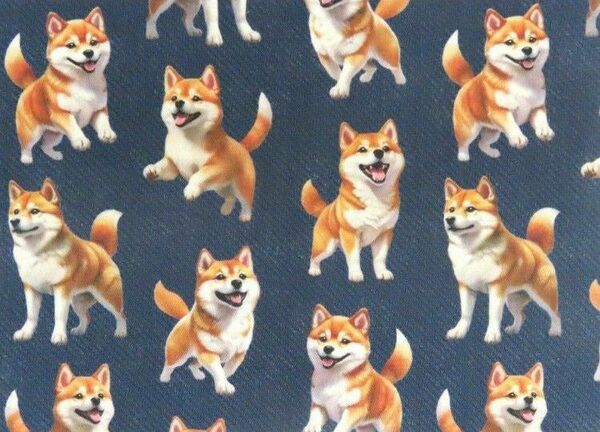 【ゆきちゃん限定】X1601-2 柴犬 デニム 紺 生地 布 1m