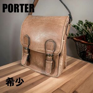 PORTER バロン 牛革 ショルダーバッグ メンズ ビジネス ブラウン