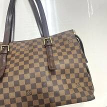 ★1円スタート★LOUIS VUITTON ダミエ チェルシー N51119/シリアルTH1006 ショルダーバッグ エベヌトートバッグ ブラウン カデナ付き_画像3