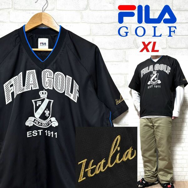 FILA GOLF フィラゴルフ ウィンドブレーカー 半袖 ドローコード 刺繍
