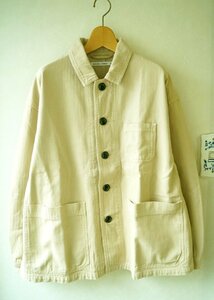 * Natural Laundry * cotton coverall Work jacket / beige 2* old clothes. gplus Hiroshima 2403t4