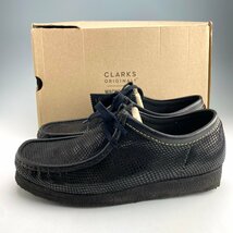 CLARKS WACKOMARIA SNAKE EMBOSSED LEATHER WALLABEE UK10 クラークス ワコマリア スネーク エンボスレザー ワラビー ブラック 29cm_画像1