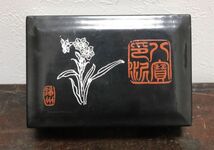 中国の景徳鎮 乾隆年制の染付 龍図の肉池 朱肉 未使用品 箱付 n566_画像8