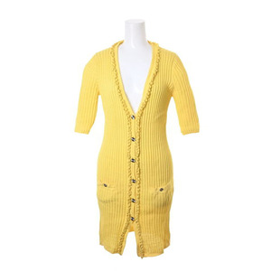 CHANEL 09A here button 8 piece attaching cotton . knitted cardigan 36 yellow Chanel KL4BP2CL30