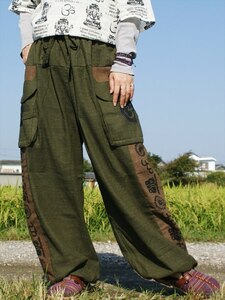 * ethnic Aladdin pants cargo pocket including carriage * new goods unused A* Asian cotton material .. feeling less sarouel pants 