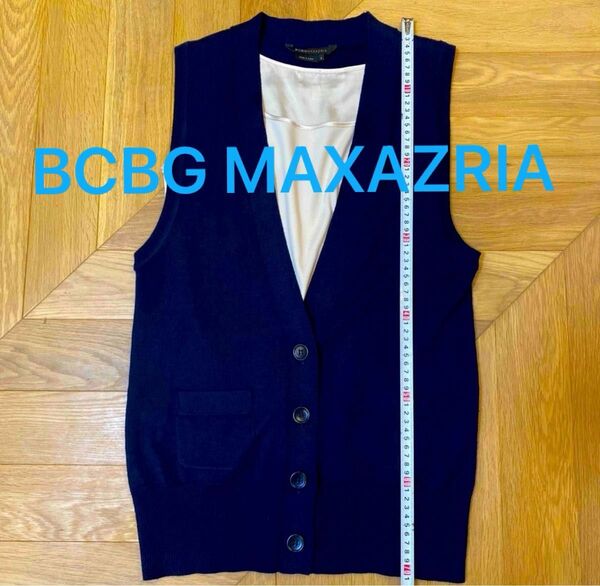 BCBG MAXAZRIA ビーシービージーマックスアズリア　ベスト　カーディガン　トップス　ダークネイビー　濃紺 ニットベスト