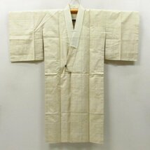 ★着物10★ 1円 絹 長襦袢 生紬 袷 身丈124cm 裄63cm [同梱可] ☆☆_画像6