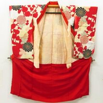 ★着物10★ 1円 絹 子供着物 アンティーク 女の子用 ジュニア用 袷 身丈136cm 裄58.5cm [同梱可] ☆_画像8