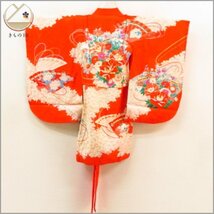 ★着物10★ 1円 絹 子供着物 女児用 袷 身丈78cm 裄42cm [同梱可] ☆☆_画像1