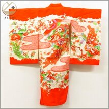 ★着物10★ 1円 絹 子供着物 女児用 産着 金彩 袷 身丈96cm 裄45cm [同梱可] ☆☆_画像1