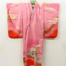 ★着物10★ 1円 絹 子供着物 ジュニア用 女の子用 袷 身丈139cm 裄55cm [同梱可] ☆☆_画像7