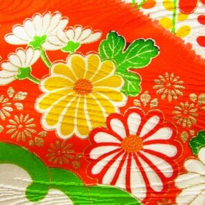 ★着物10★ 1円 絹 子供着物 ジュニア用 女の子用 金彩 袷 身丈115cm 裄53cm [同梱可] ☆☆の画像2