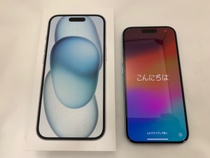 ☆1円スタート☆【ほぼ未使用】 iPhone 15 ブルー 256GB 6.1インチ SIMフリー DOCOMO　判定△　動作問題なし　◆23510