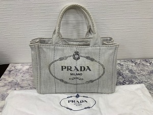 ☆1円スタート☆ PRADA プラダ ミニカナパ キャンバス トートバッグ ハンドバッグ レディース ◆24035